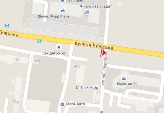 Схема рекламної площини за адресою Киевская ул., возле Бурштина