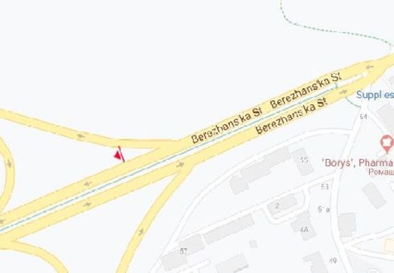 Схема рекламной плоскости по адресу Бережанская ул. -  Будного Степана ул., 4-ый