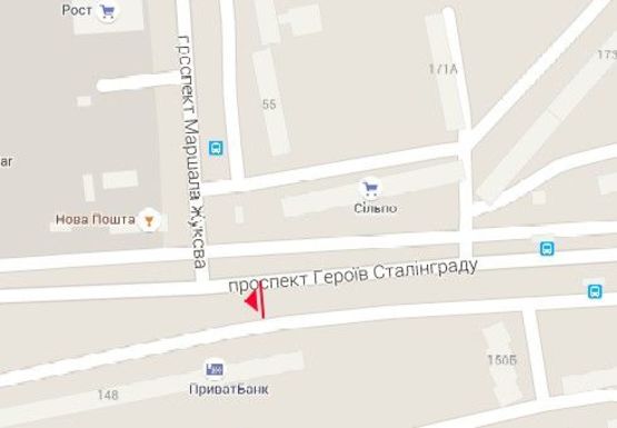 Схема рекламної площини за адресою Героев Сталинграда пр., 148 - Жукова пр.