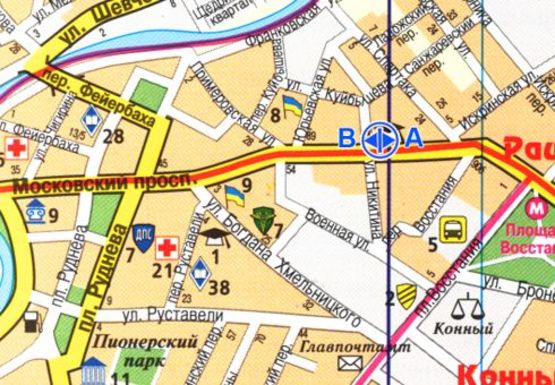 Схема рекламної площини за адресою Московский пр., 93 (остановка)