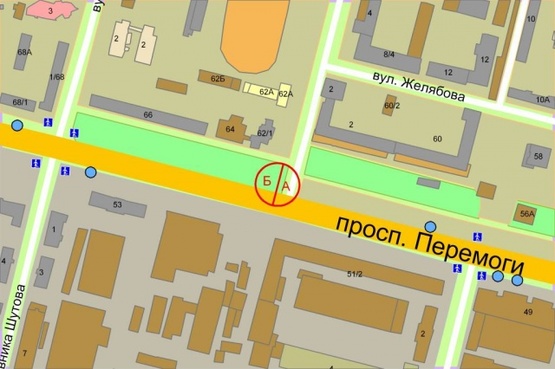 Схема рекламной плоскости по адресу Победы проспект, 66/Софьи Перовской
