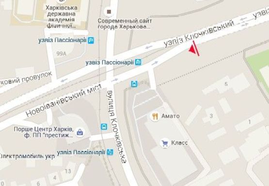 Схема рекламної площини за адресою Клочковский спуск