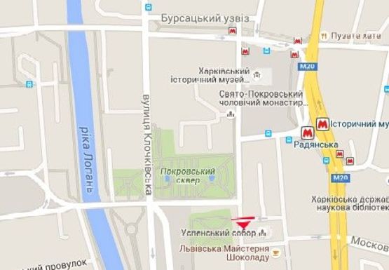 Схема рекламной плоскости по адресу Университетская ул. - Соборный спуск (напротив)