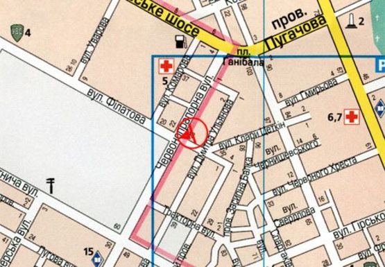 Схема рекламной плоскости по адресу Филатова ул.- Александровская ул.