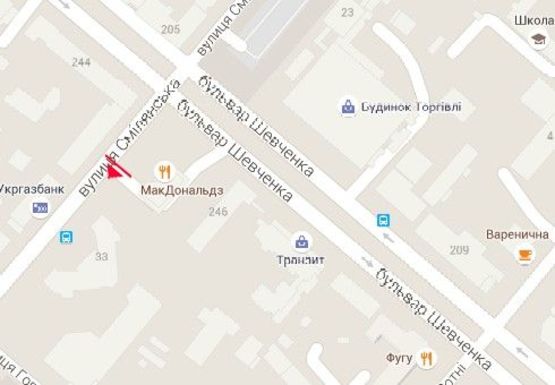 Схема рекламной плоскости по адресу Смелянская ул. - Шевченко б-р., McDonalds