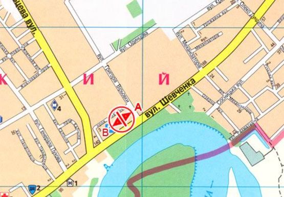 Схема рекламной плоскости по адресу Шевченко ул., 156, р-н Бобровица