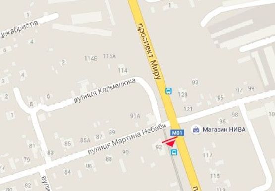 Схема рекламной плоскости по адресу Мира пр. - Мартина Небабы ул., от центра