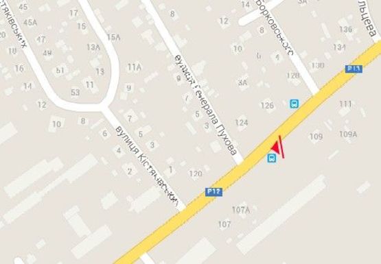 Схема рекламної площини за адресою Шевченко ул. -  Василия Дунина-Борковского ул., от центра