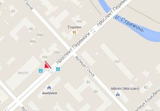 Схема рекламної площини за адресою Победы пр., магазин Био-Мебли