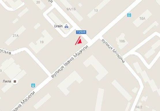 Схема рекламной плоскости по адресу Ивана Мазепы ул. - Любечская ул., Черниговский городской Дворец культуры