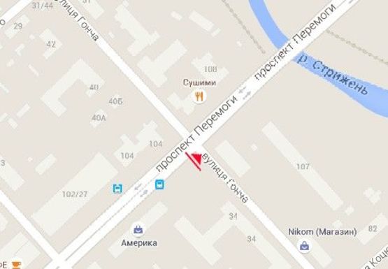 Схема рекламної площини за адресою Победы пр. - Гончая ул.