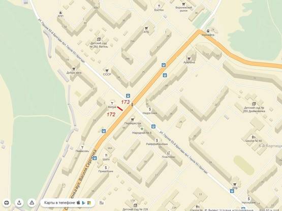 Схема рекламной плоскости по адресу 172_Заднепровская ул Гудыменко