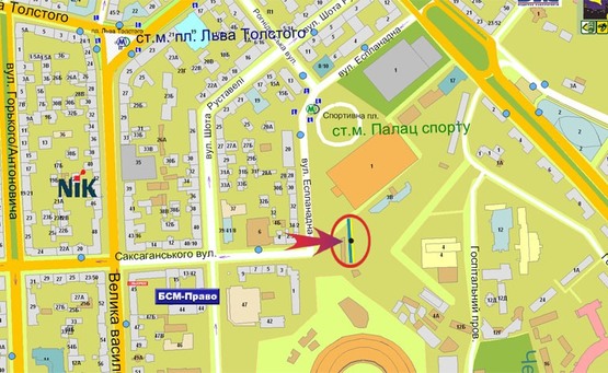 Схема рекламної площини за адресою Эспланадная (кассы Дворца спорта)  (А)