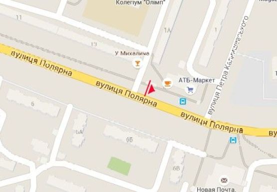 Схема рекламной плоскости по адресу Полярная ул. - Маршала Рокоссовского ул.