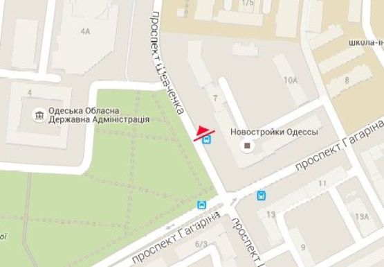 Схема рекламной плоскости по адресу Шевченко пр., 6/2 - Гагарина пр.,  (остановка)