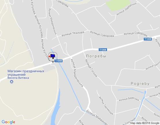 Схема рекламной плоскости по адресу с. Погреби, вул. Кірова (початок масиву Діброва), в'їзд в Погреби з боку Києва