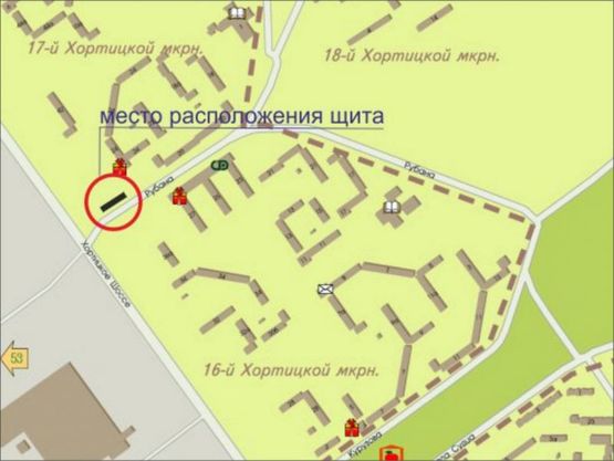 Схема рекламной плоскости по адресу Хортицкое шоссе ул. Рубана