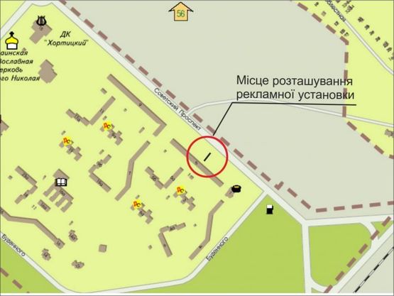 Схема рекламної площини за адресою пр.инж.Преображенского (Советский), остановка транспорта