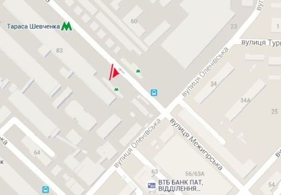 Схема рекламной плоскости по адресу Межигорская ул., ст.м. Тараса Шевченка