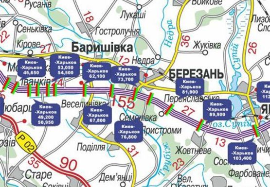 Схема рекламної площини за адресою Трасса M-03, Киев - Харьков, 73,700