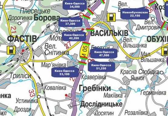 Схема рекламної площини за адресою Трасса M-05, Киев-Одесса, 51,250