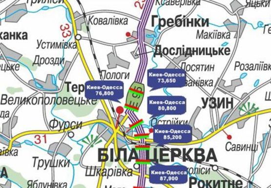 Схема рекламної площини за адресою Трасса M-05, Киев-Одесса, 73,650