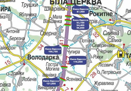 Схема рекламної площини за адресою Трасса M-05, Киев-Одесса, 121,800