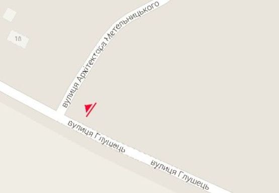 Схема рекламной плоскости по адресу Глушец ул. - Бринского ул., выезд к площади Киевской