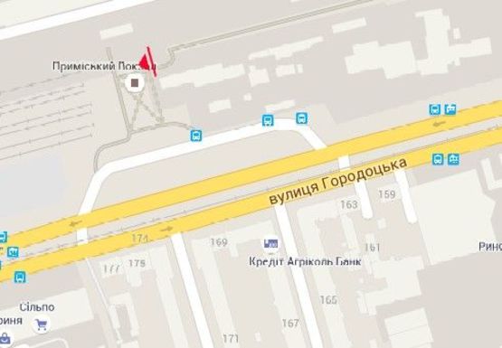 Схема рекламной плоскости по адресу Пригородный вокзал