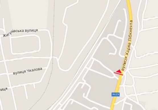 Схема рекламной плоскости по адресу Карла Либкнехта ул.,  въезд со стороны Запорожья