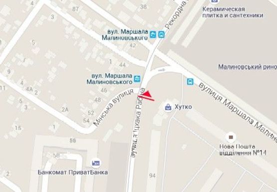 Схема рекламної площини за адресою Ицхака Рабина ул. - Малиновского ул., 71/1