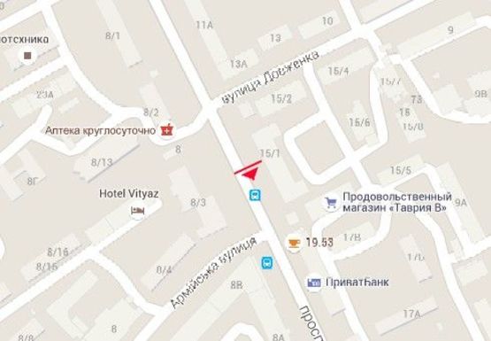 Схема рекламной плоскости по адресу Шевченко пр. - Довженко ул. (остановка)