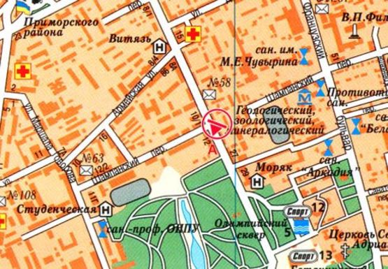 Схема рекламной плоскости по адресу Шевченко пр., 23 - Шампанский пер.