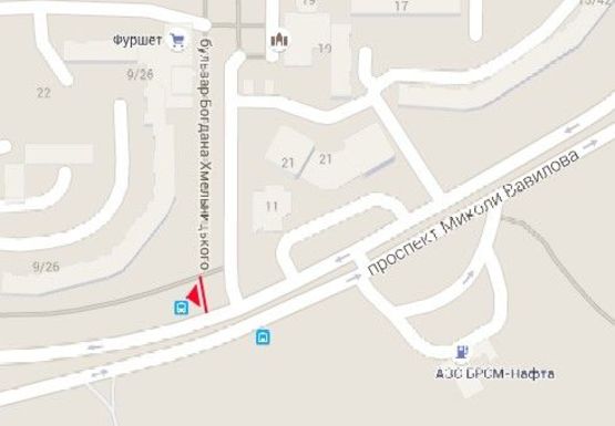 Схема рекламної площини за адресою Вавилова Н. ул. - Богдана Хмельницкого ул.