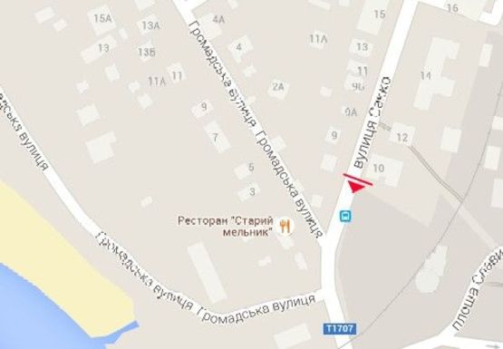 Схема рекламной плоскости по адресу Сакко ул. - Громадская ул.