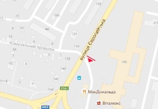 Схема рекламної площини за адресою Европейская ул., 145 напротив