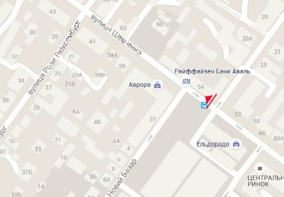 Схема рекламної площини за адресою Шевченко ул., центральный рынок