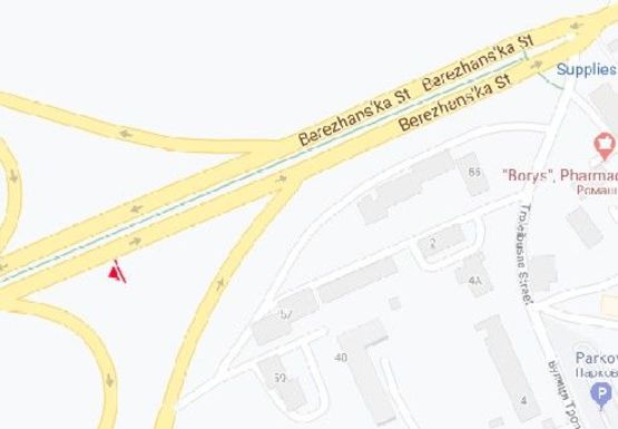 Схема рекламної площини за адресою Бережанская ул. - Будного Степана ул., 3-ий