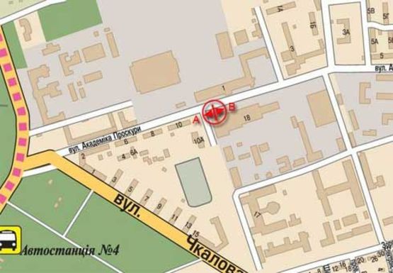 Схема рекламной плоскости по адресу Академика Проскуры ул.