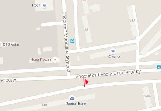 Схема рекламної площини за адресою Героев Сталинграда пр., 148 - Жукова пр.