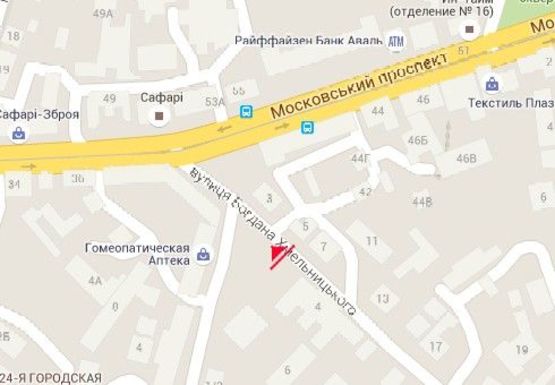 Схема рекламной плоскости по адресу Богдана Хмельницкого ул., 4 (остановка)