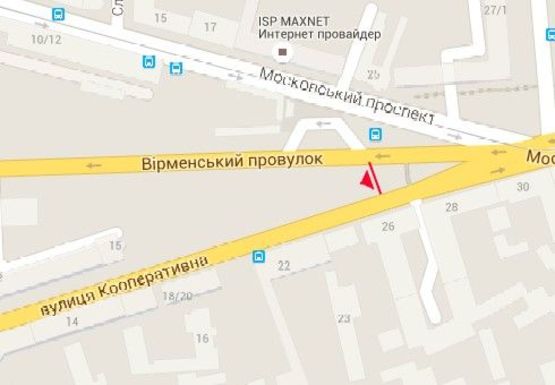 Схема рекламної площини за адресою Кооперативная ул. - Армянский пер.