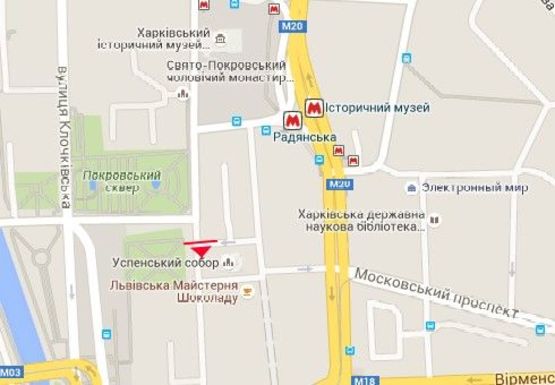 Схема рекламної площини за адресою Университетская ул. - Соборный спуск (напротив)