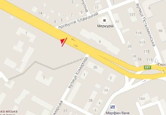 Схема рекламной плоскости по адресу Николаевское шоссе - Казацкий пер.