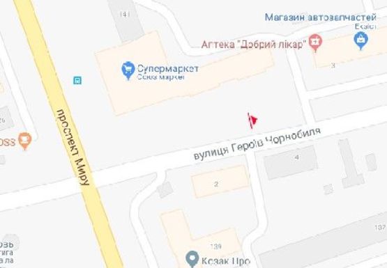 Схема рекламной плоскости по адресу Героев Чернобыля ул., 1, к центру
