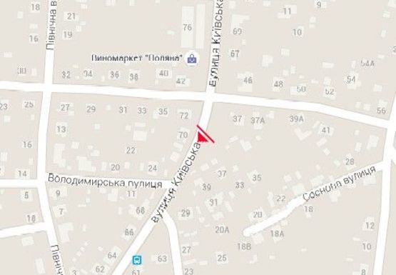 Схема рекламної площини за адресою Киевская ул., 47  - Любомира Боднарука ул., из центра