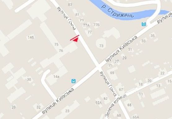 Схема рекламной плоскости по адресу Гончая ул., 76, от центра