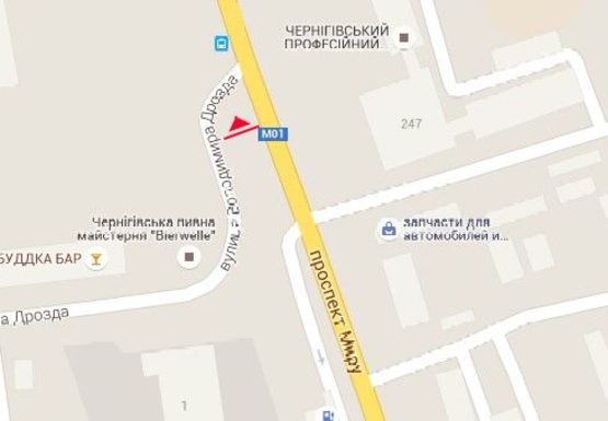 Схема рекламной плоскости по адресу Мира пр. - Владимира Дрозда ул.