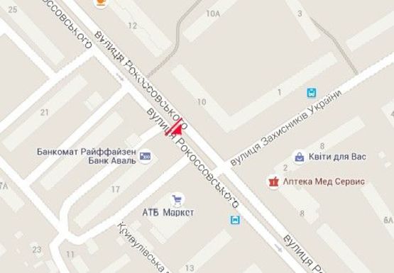 Схема рекламной плоскости по адресу Рокоссовского ул. - Защитников Украины ул.