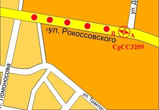 Схема рекламной плоскости по адресу Рокоссовского ул. - Доценка ул., кафе Сан-Сити